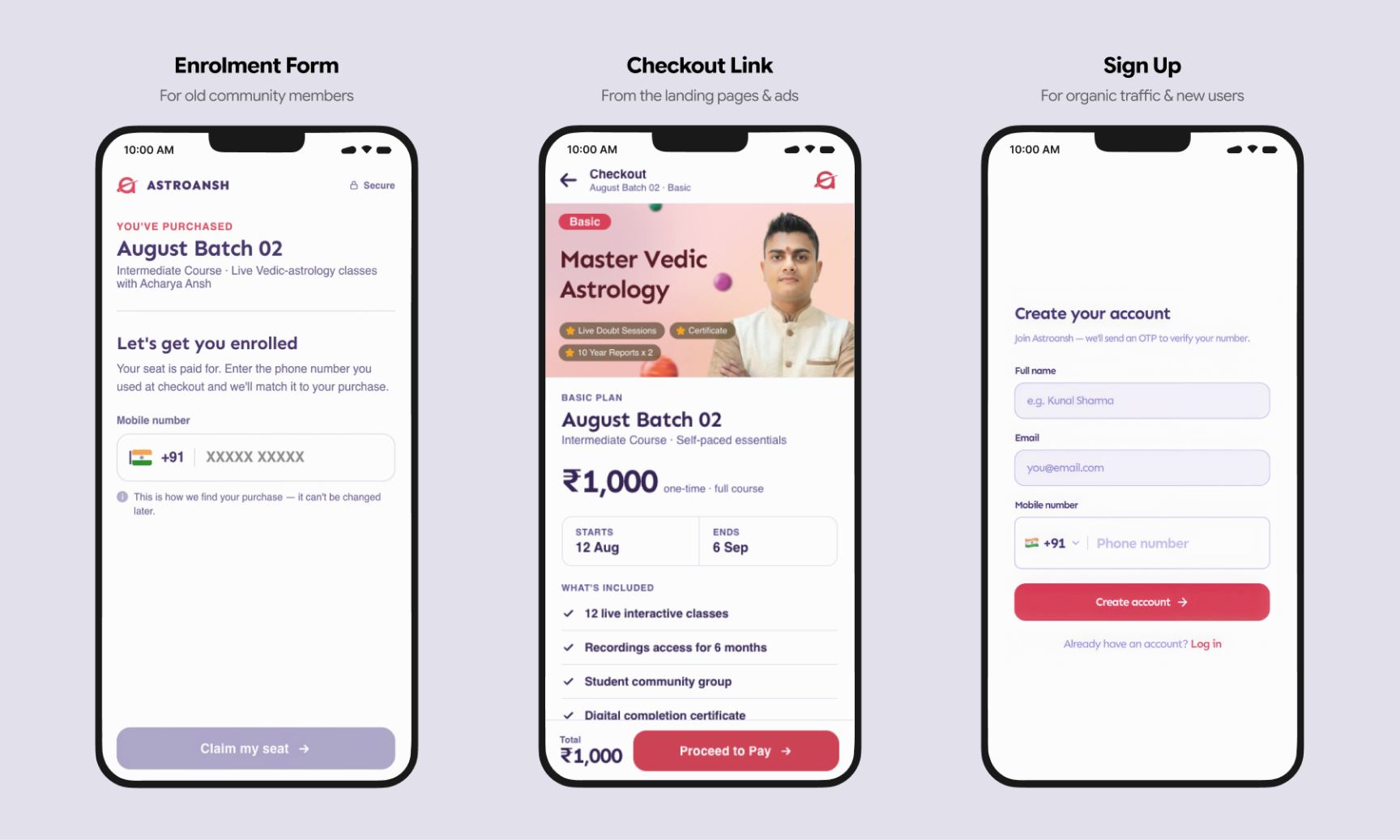 The three ways a student gets into the app